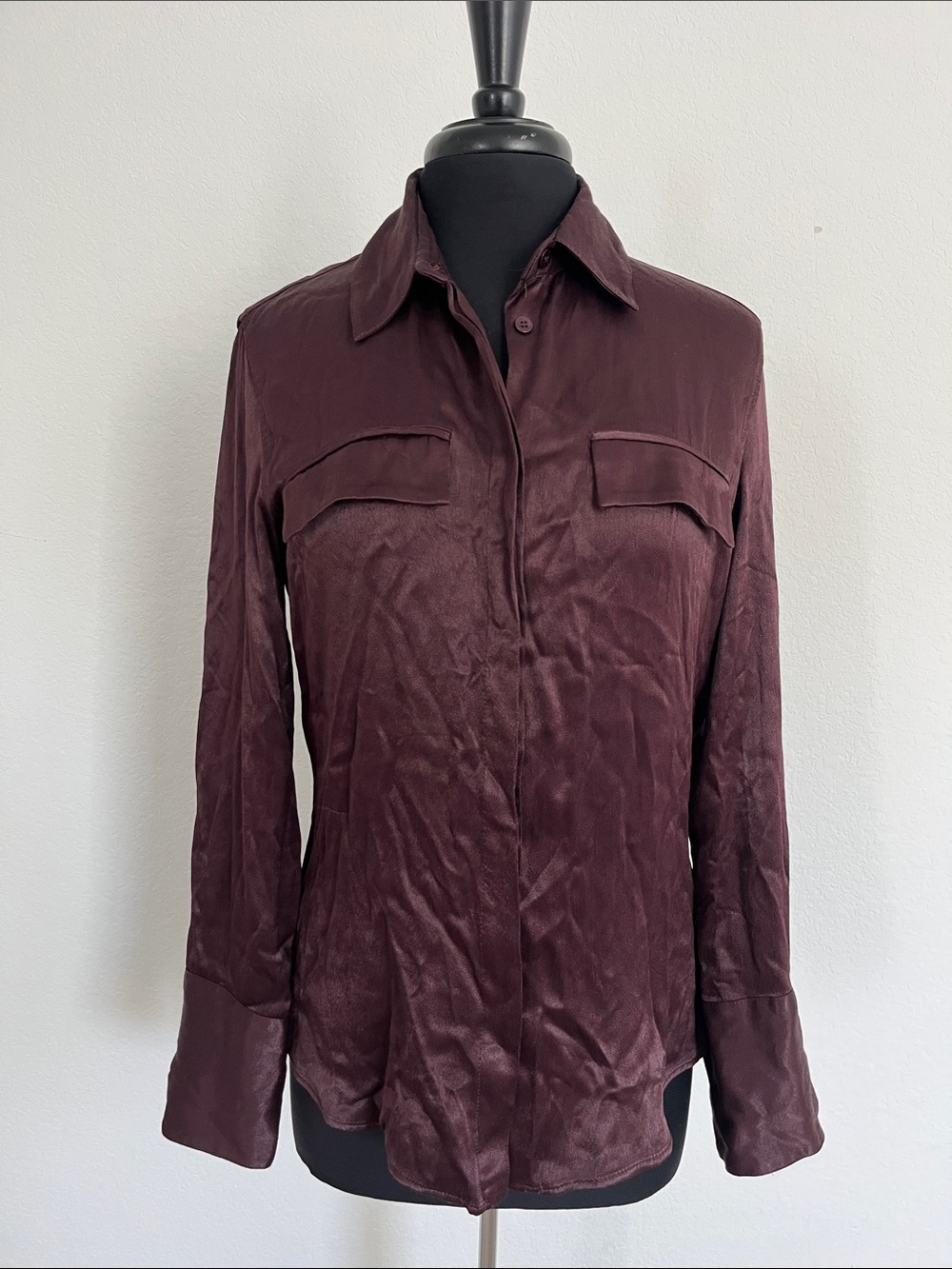 Zara satin effect button down shirt
